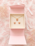 Butterflies Pink & Gold - necklace and earrings jewellery set