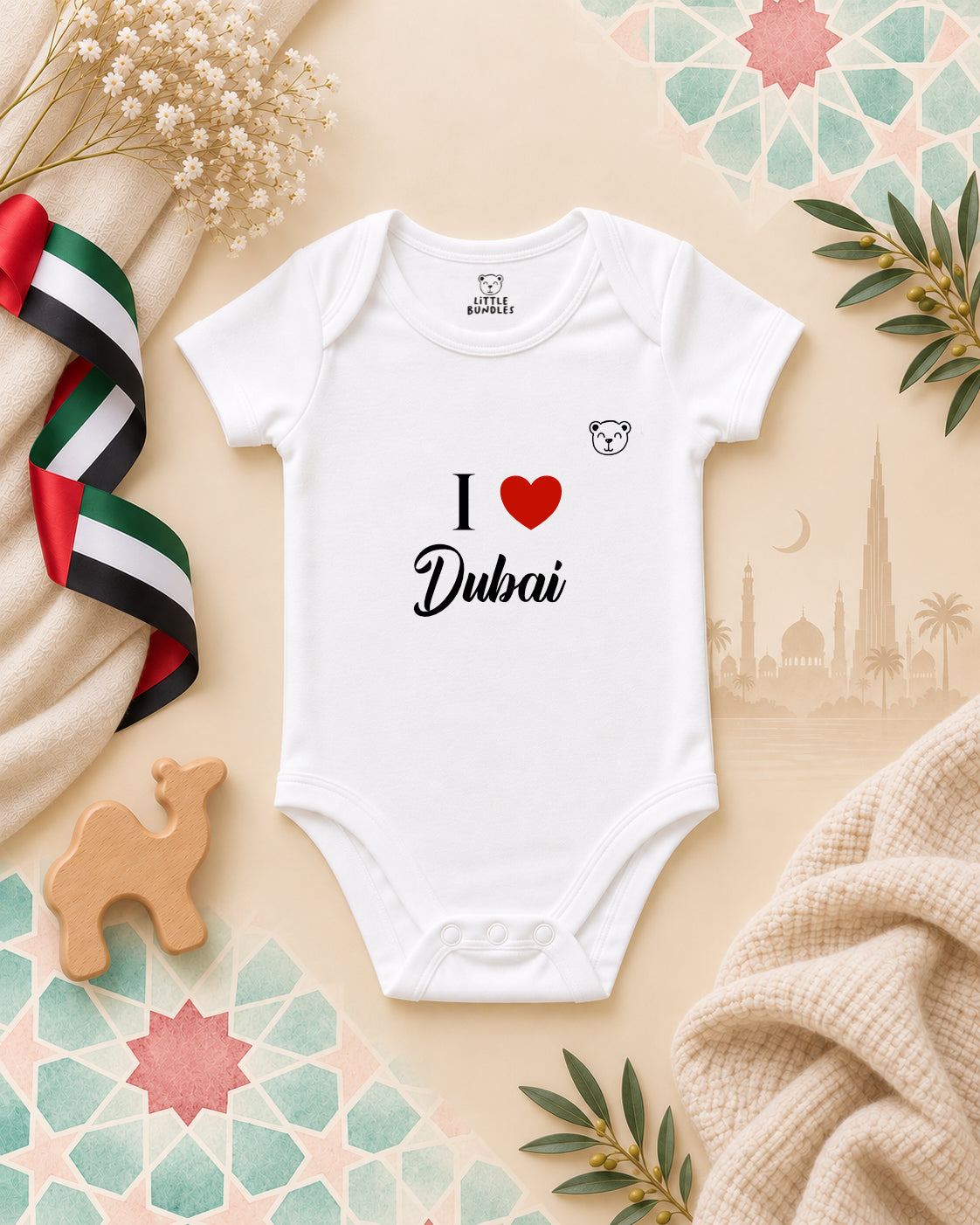 I Love Dubai baby onesie