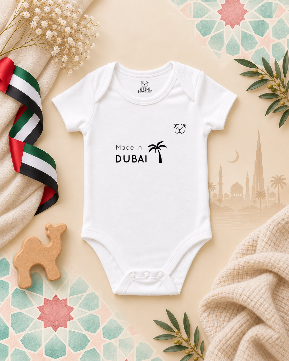 Made in Dubai baby onesie