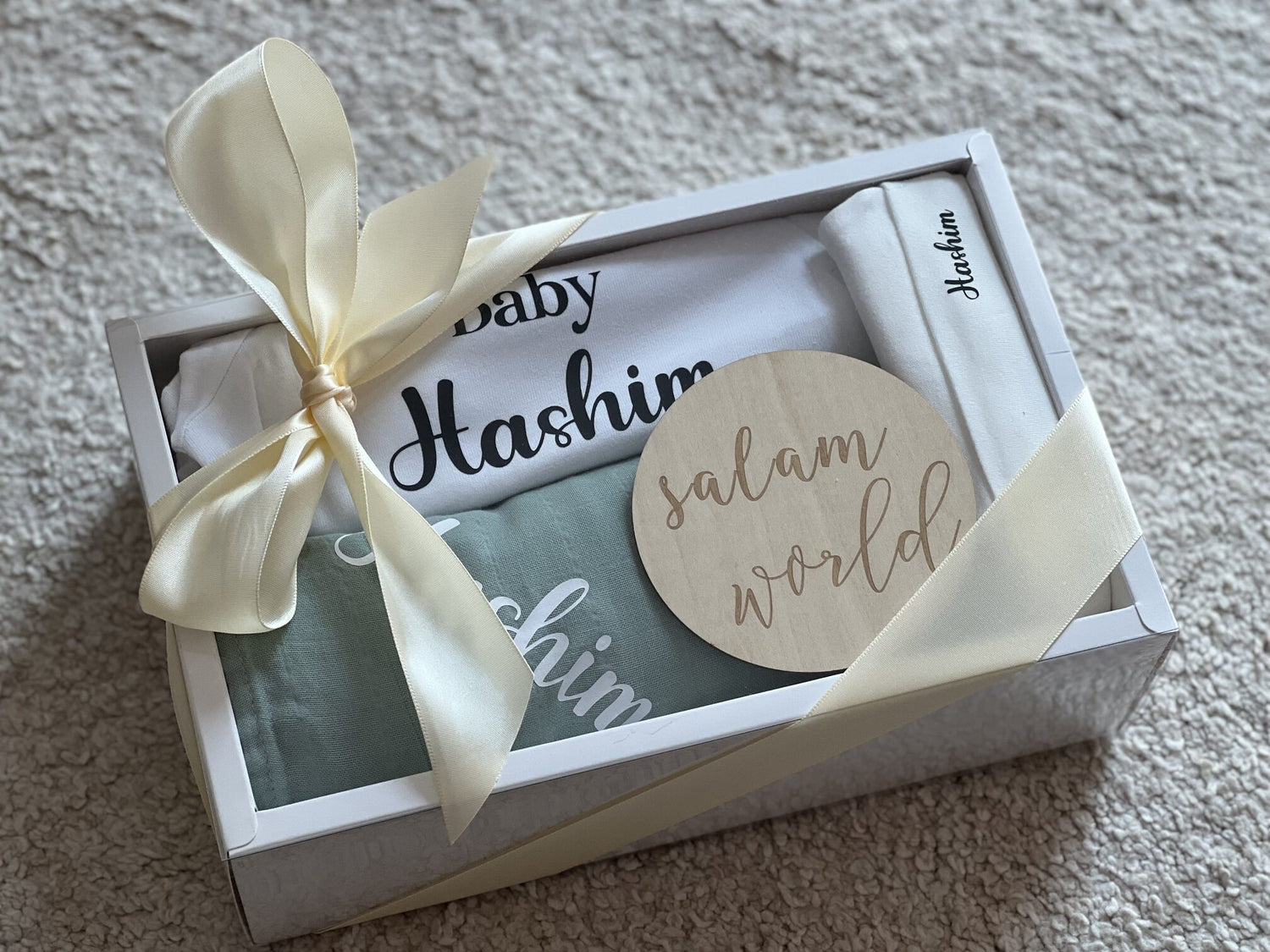 swaddle blanket gift set with personalisation
