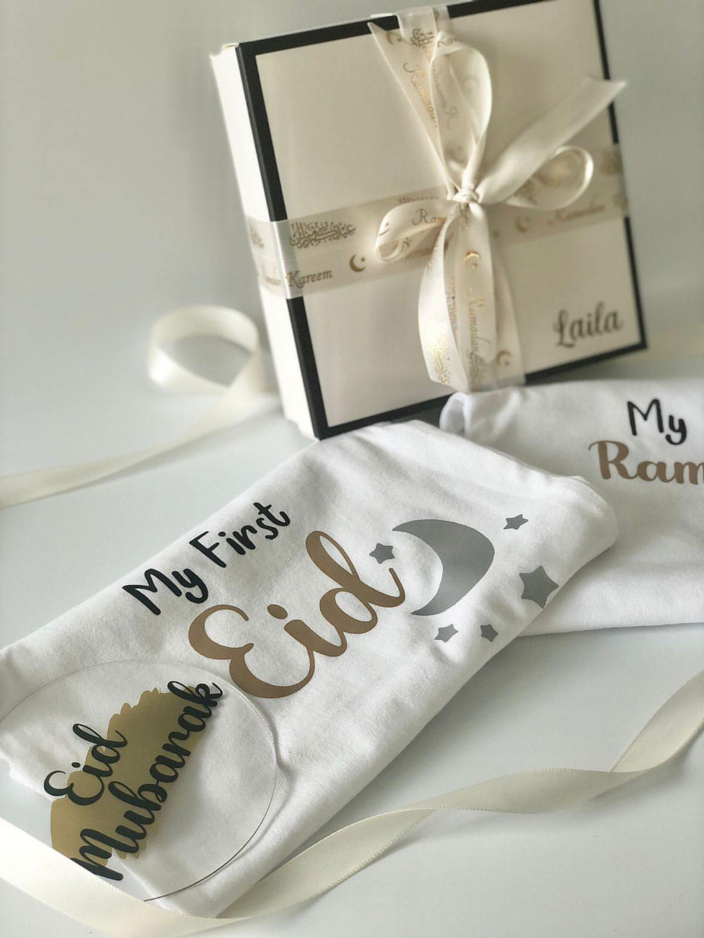 my first eid onesie gift box with eid mubarak sign